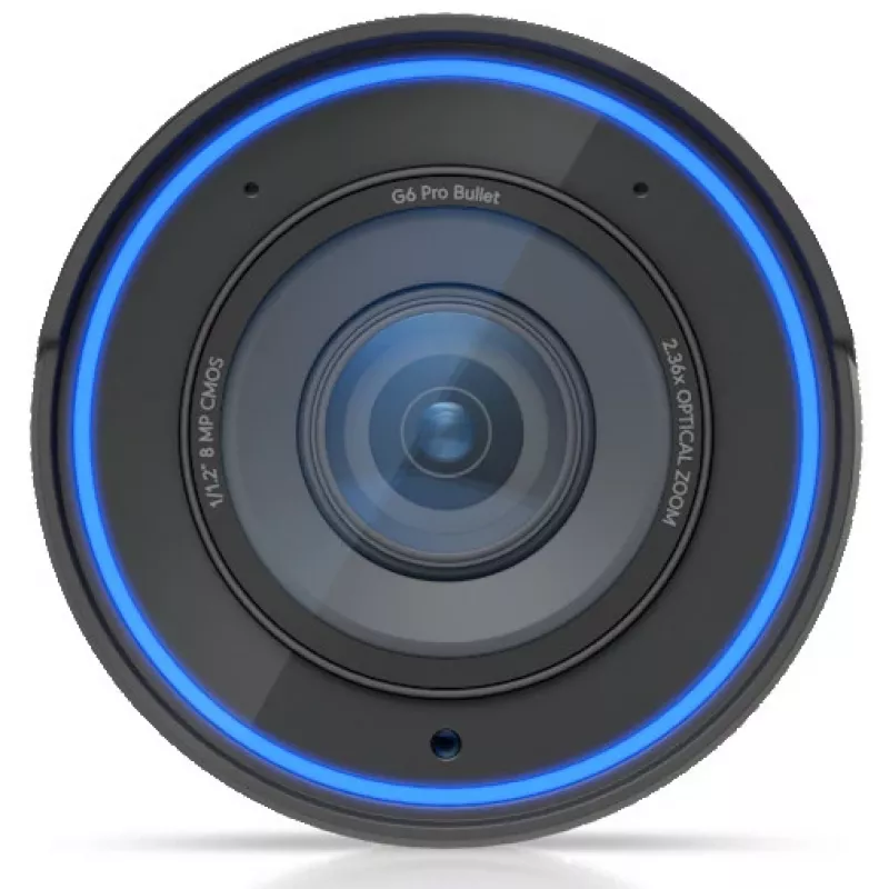 IP drošības kamera UBIQUITI G6 Pro Bullet — 4K (3840×2160), vadu, iekštelpu/āra, 1/1,2 collu CMOS, 5,9–13,8 mm, 2,36x optiskā tālummaiņa, griestu/sienas/staba stiprinājums