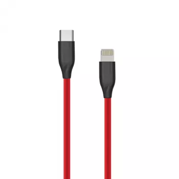 Silikona kabelis USB Type C - Lightning, 1m (sarkans)