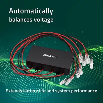 Sprieguma balansētājs QOLTEC 51098 48V sistēmām — 4×12V bateriju izlīdzinātājs