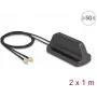Antena DELOCK 81485 5G LTE GNSS Wi‑Fi 6 MIMO ar 2×SMA savienotājiem, pastiprinājums 2,1–3,0 dBi