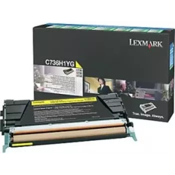 Tonera kārtridžs Lexmark C736H1YG dzeltens, lāzera, 10 000 lappuses, 1 gab.