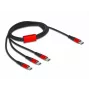 USB uzlādes kabelis DeLOCK 3 vienā USB Type-C uz 3 x USB Type-C 1 m melns/sarkans