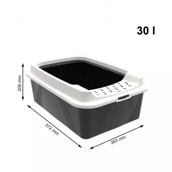 Atvērta kaķu tualete rotho Bonnie Cat 572×393×209 mm, tehnopolimērs, 30 L, melns/pelēks