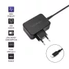 QOLTEC 51024 — Universāls iekštelpu maiņstrāvas lādētājs, 65W PD, 20V/3.25A, 1.2m kabelis, melns
