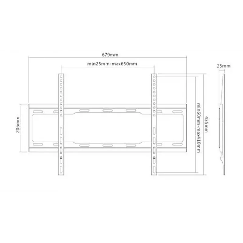 TV sienas stiprinājums Sunne 37-70-EF 37 collu–70 collu televizoriem, maks. 40 kg, VESA 200x200–600x400, melns
