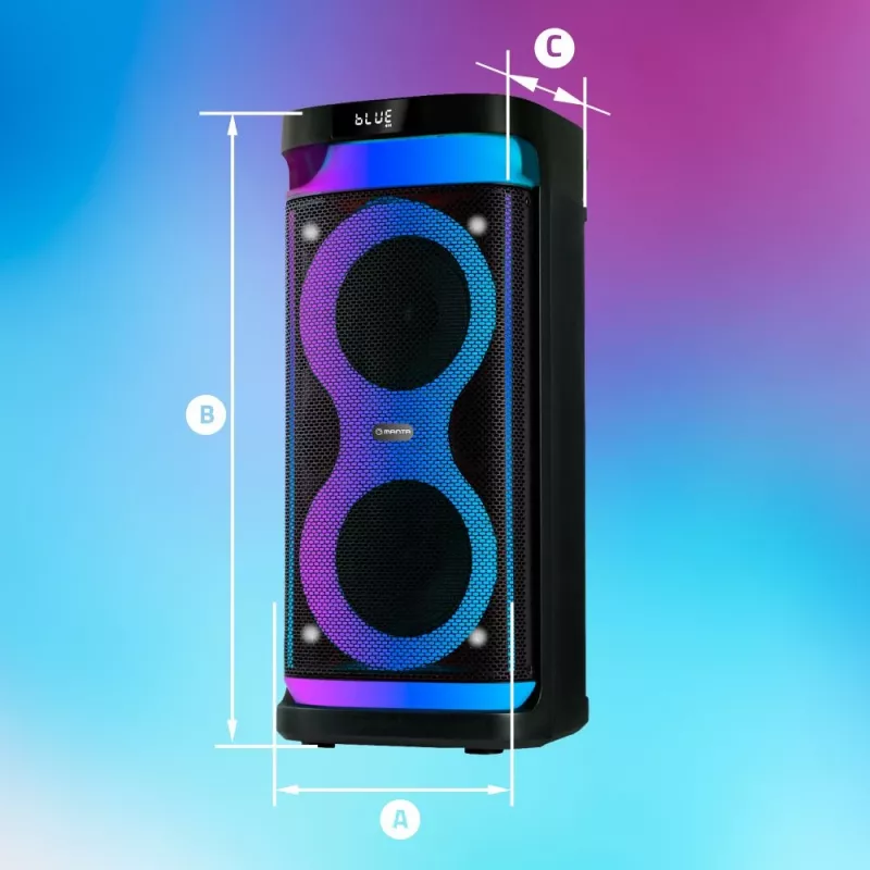 Pārnēsājams skaļrunis MANTA SPK0601B100, 100 W, Bluetooth, karaoke, bezvadu mikrofons, baterija, ekvalaizers, disko apgaismojums