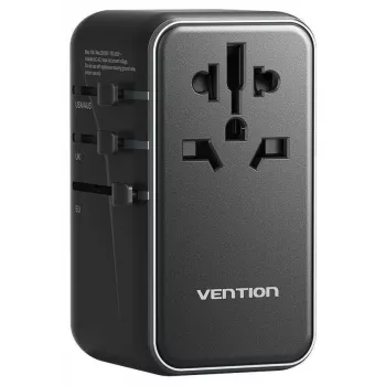 Lādētājs Vention FJGB0 100W GaN ar 3× USB-C un 1× USB-A, melns