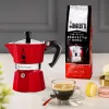 Manuāls moka katliņš BIALETTI 4941 sarkanā krāsā — alumīnija plīts virsmas turku stila kafijas automāts, 0,05 l