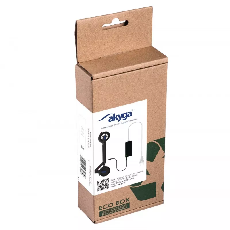 Akyga AK-EV-01 elektrovelosipēda akumulatora lādētājs 24 V akumulatoriem, 29,4 V / 2 A, 60 W, XLR spraudnis