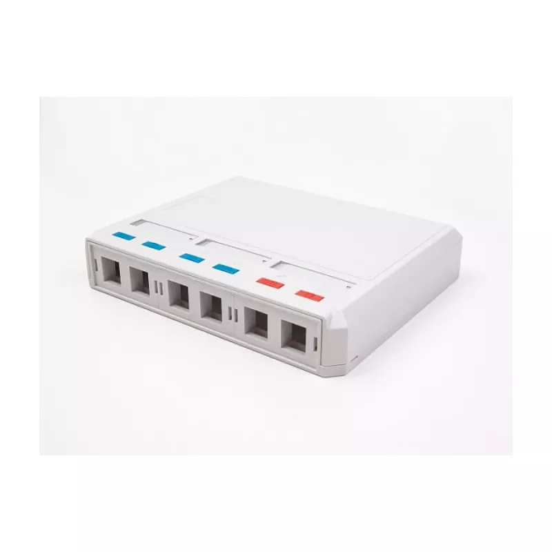 DeLOCK 67052 Keystone virsmas montāžas kārba optisko šķiedru moduļiem, 6 pieslēgvietas, balta