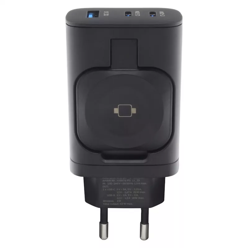 RealPower 450476 mobilās ierīces lādētājs Ārējam akumulatoram, viedpulksteņiem, planšetdatoriem Melns Maiņstrāva Bezvadu uzlāde Ātrā uzlāde Iekštelpās