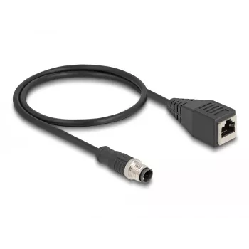 DeLOCK M12 adaptera kabelis D‑kodēts 4 kontaktu vīrišķais uz RJ45 sievišķo 50 cm