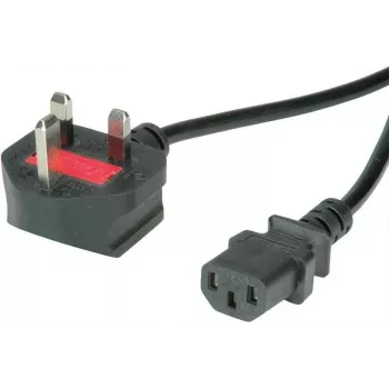 VALUE - strāvas kabelis - BS 1363 (M) leņķveida uz IEC 60320 C13 taisns - maiņstrāva 250 V - 10 A - 3 m - melns