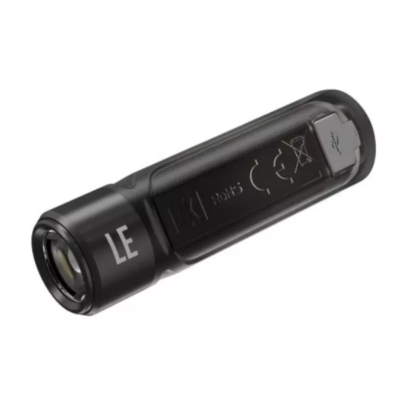 Rokas lukturītis Nitecore TIKI LE — 300 lm, uzlādējams ar USB, polikarbonāts, IP66, triecienizturīgs, 10,5 g, 55 mm, Melns