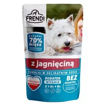 FRENDI Gabaliņi smalkā mērcē ar jēra gaļu - Mitrā suņu barība - 100 g