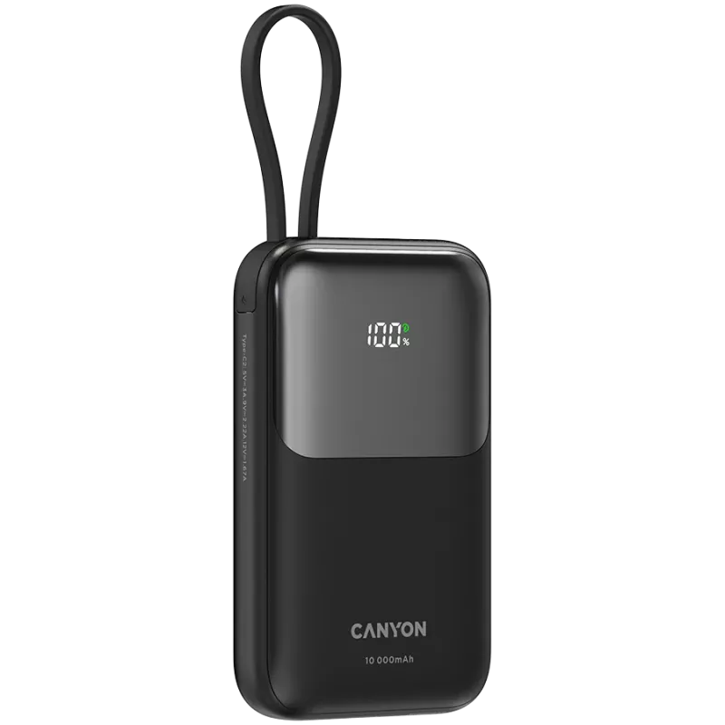 OnPower 101 iebūvēts kabelis 10000 mAh PD22.5W Melns