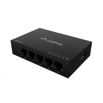 Tīkla komutators LANBERG DSM1-1005 5x 1 Gb/s nepārvaldāms darbvirsmas, metāla korpuss, 12V