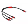 USB uzlādes kabelis DeLOCK 86710 3-in-1 USB Type-C uz Lightning Micro USB 30 cm Melns Sarkans