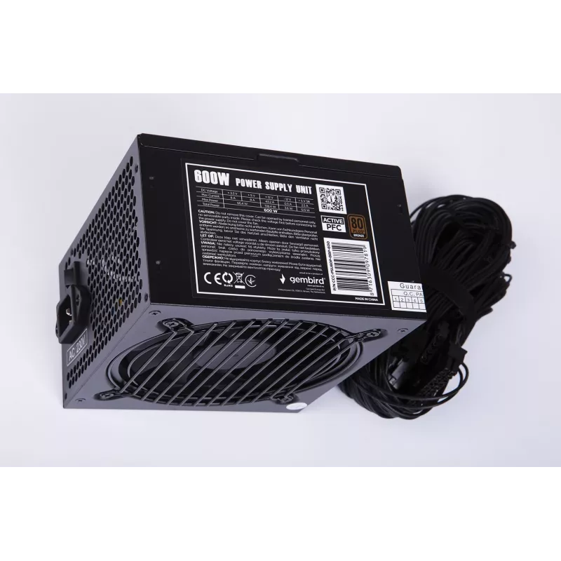 Barošanas bloks ATX 80+Bronze 600W aktīvais PFC, 12cm ventilators