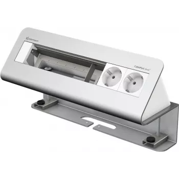 Kindermann CablePort desk² 6-fold - kontaktligzdu korpuss - virsmas montāža - Strāvas padeve X 2 - anodēts alumīnijs (7430000062)