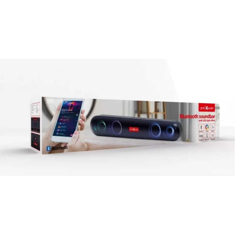 Gembird SPKBT-BAR400L skaņas joslas skaļrunis Melns 2.0 kanāli 10 W