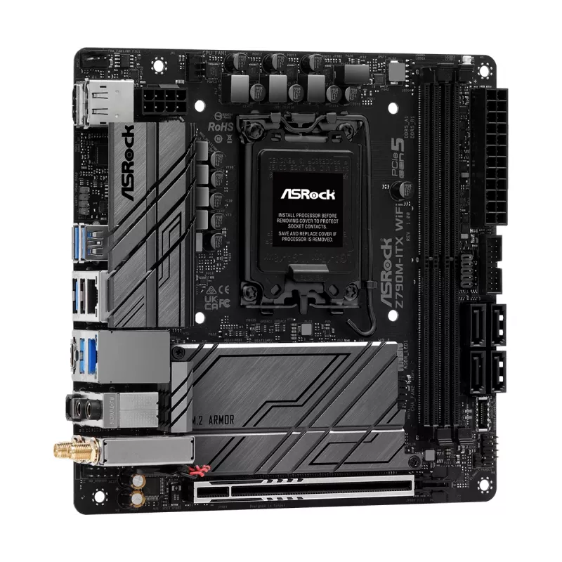 Mātesplate ASRock Z790M-ITX WiFi — Intel Z790, LGA 1700, mini ITX, DDR5, 2x DIMM, 64 GB, 2,5 Gb LAN, Wi‑Fi 6E