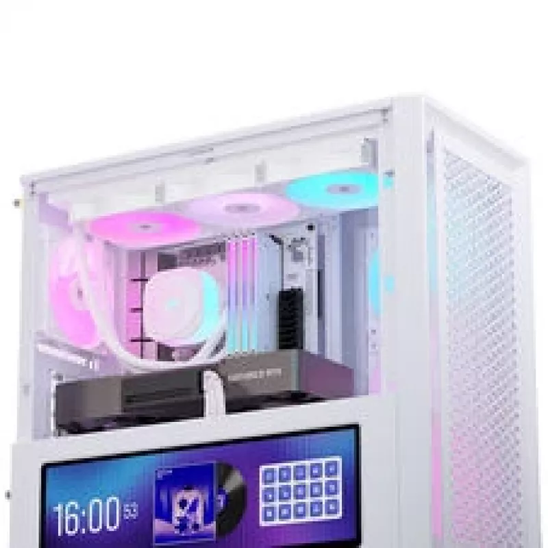 Corsair FRAME 4000D LCD RS datora korpuss, Midi-Tower, ATX, ARGB, rūdīts stikls - balts
