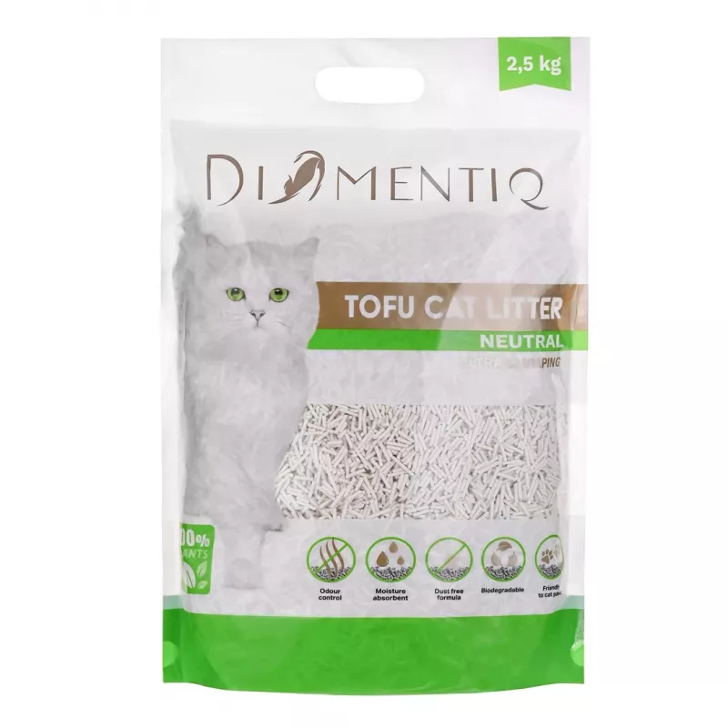 DIAMENTIQ Tofu Neutral Ultra clumping - augu valsts pakaiši - 2.5 kg