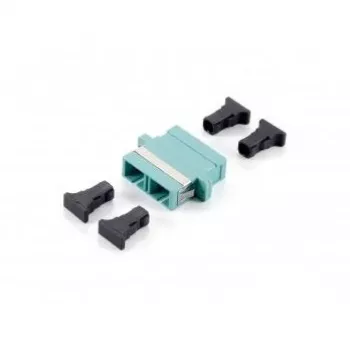 Equip SC šķiedras optikas savienotājs, OM3 daudzmodu duplekss, SC, tirkīza, daudzmodu, 34,7 mm, 9,4 mm, 33 mm