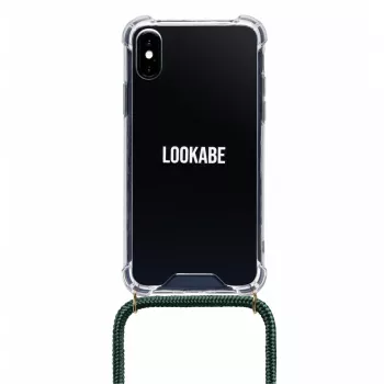 Telefona kulona maciņš Lookabe iPhone X / Xs — zelta krāsā ar zaļu siksniņu