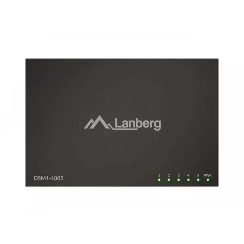 Tīkla komutators LANBERG DSM1-1005 5x 1 Gb/s nepārvaldāms darbvirsmas, metāla korpuss, 12V