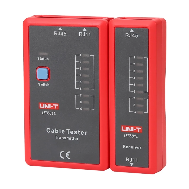 Tīkla kabeļu testeris UT681L RJ45 un RJ11 savienotājiem, nepārtrauktības un vadu pārbaude