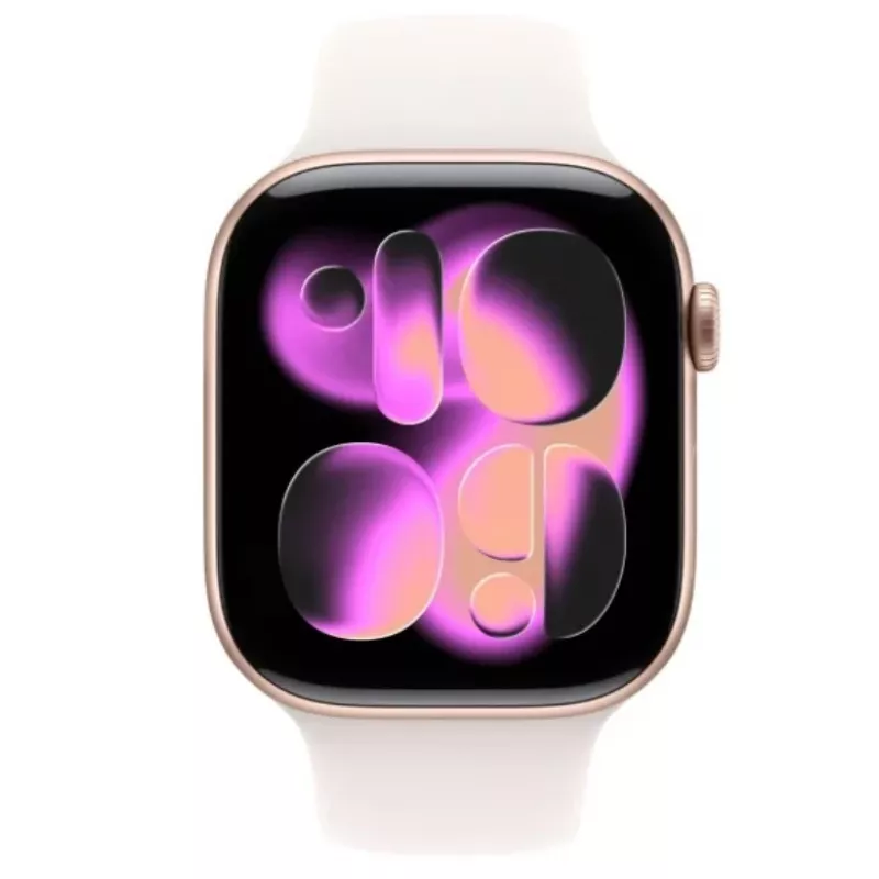 Apple Watch Series 11 GPS 46mm rozā zelta alumīnija korpuss ar Light Blush sporta siksniņu S/M