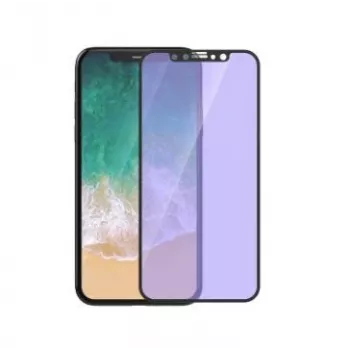 Rūdīta stikla ekrāna aizsargs Devia iPhone XS/X 5.8 collas pret zilo starojumu pilnekrāna melns