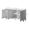 MARMO 3D kumode 150x45x80.5 cm matēts melns/marble melns