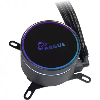 Viss vienā šķidruma dzesētājs INTER-TECH LC-360 RGB — 12 cm ventilators, hidrauliskais gultnis, melns