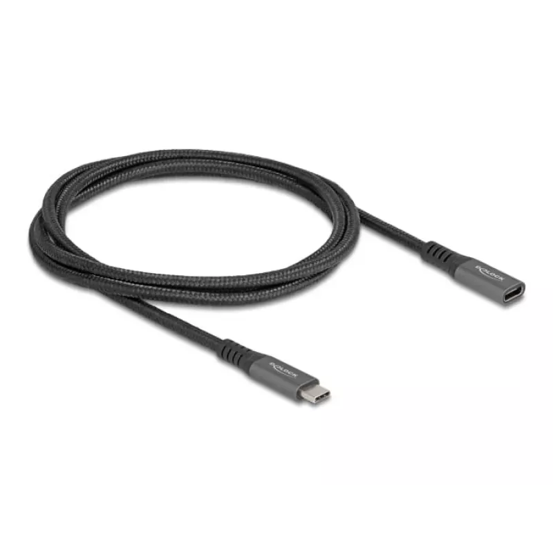 DeLOCK USB pagarinātāja kabelis USB Type-C vīrišķais uz sievišķo 10 Gbps 1 m pelēks metāls