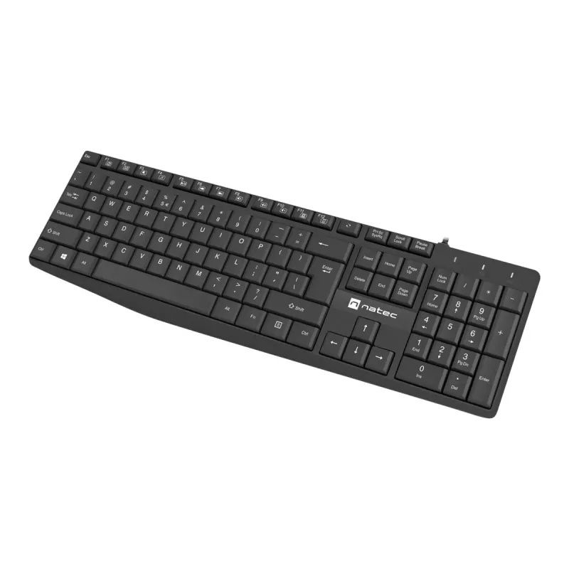 Vadu pilnizmēra tastatūra NATEC NAUTILUS NKL-1950 — USB, QWERTY US International, 105 taustiņi, melna