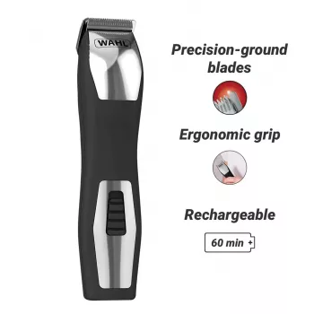 Trimmeris Wahl GroomsMan Pro ar bateriju, melns, nerūsējošais tērauds, 0.7 mm, 3 cm