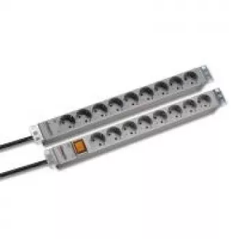 19 1HE Power Strip 9x Grounded Plug bez slēdža, pelēks Ražotājs: Bachmann (691685)