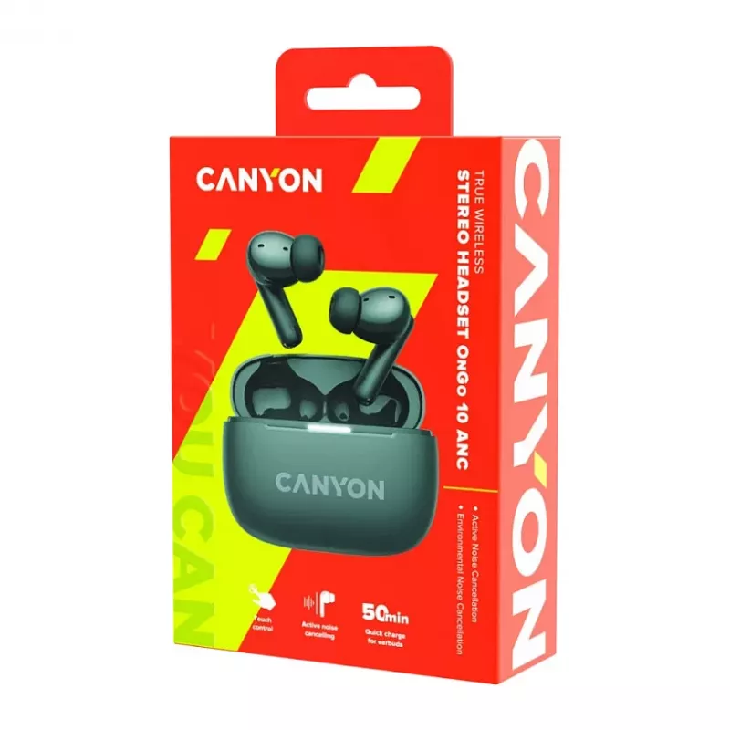 Canyon CNS-TWS10BK Austiņas un Mikrofons True Wireless Stereo (TWS) Iekšauss Zvanu/mūzikas/sporta/ikdienas lietošanai USB Type-C Bluetooth Melns (CNS-TWS10BK)