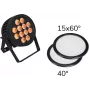 LED PAR gaisma EUROLITE 12x9W SCL Spot ar 2 difuzoriem 15° un 40°