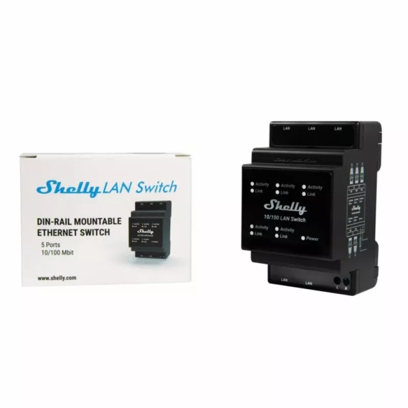 Smart switch Shelly LAN Switch Melns AC 110-240V 1W
