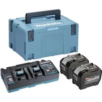 MAKITA 191Y97-1 - Barošanas komplekts piemērots XGT ierīcēm (40V XGT litija jonu | sastāv no 2x BL4080F akumulatora 8,0 Ah, DC40RB dubultā ātrā lādētāja, pārnēsāšanas kofera) (191Y97-1)