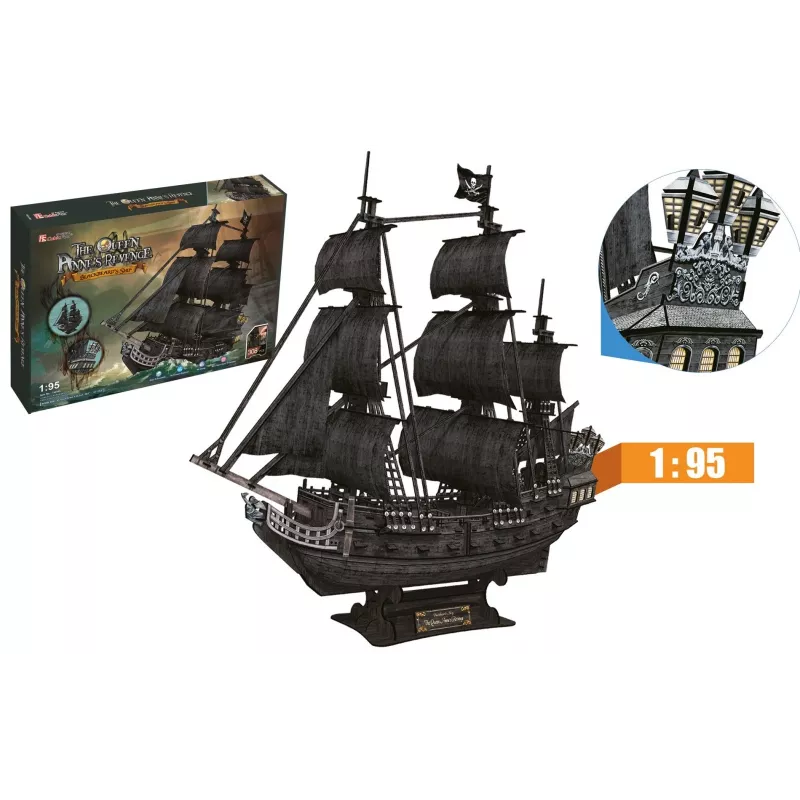 PUZZLE 3D Liels pirātu kuģu komplekts Queen Revenge
