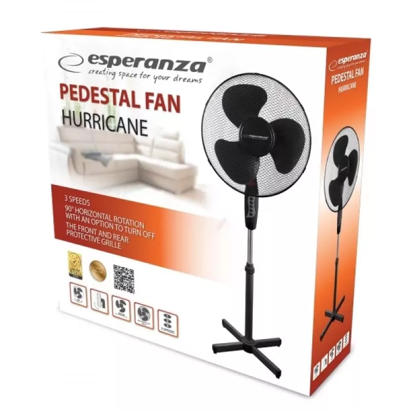 Esperanza EHF001KK mājsaimniecības ventilators, melns