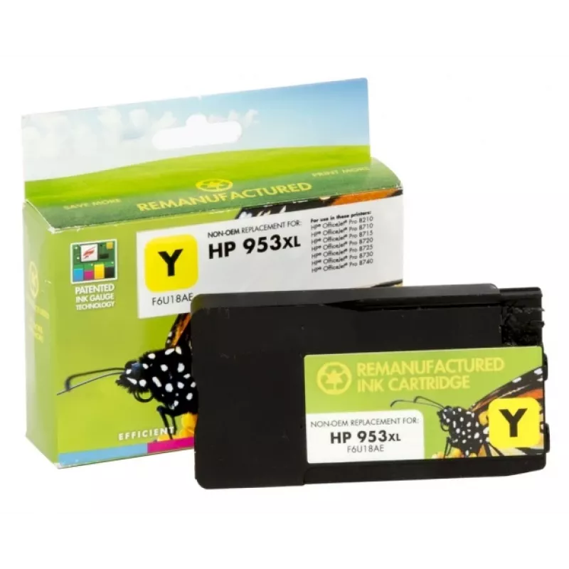 Saderīga Static Control HP 953XL (F6U18AE) tintes kasetne, dzeltena (jauna mikroshēma)