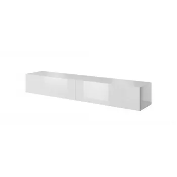 TV statīvs cama meble SLIDE 200 — 2000×400×300 mm, balta spīdīga MDF virsma, balts rāmis