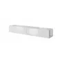 TV statīvs cama meble SLIDE 200 — 2000×400×300 mm, balta spīdīga MDF virsma, balts rāmis