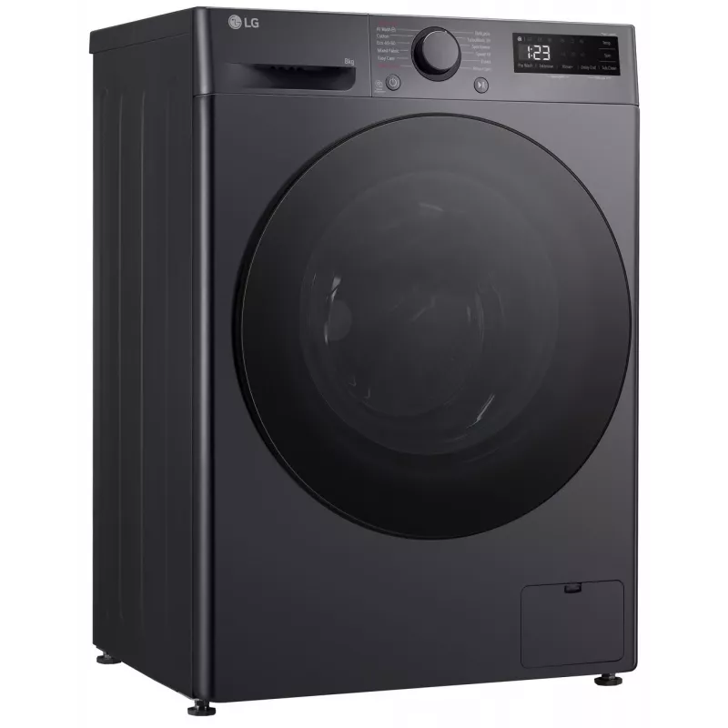 Veļas mazgājamā mašīna LG F2WR508S2M — ar priekšējo ielādi, 8 kg, 1200 apgr./min, A efektivitātes klase, 60×48 cm, LED, vidēji melna